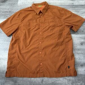 Koppen Shirt Mens XL Rust Plaid Short Sleeve Fishing Button Up Vented Outdoor